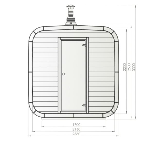 Dřevěná čtvercová sauna 2,2m 1