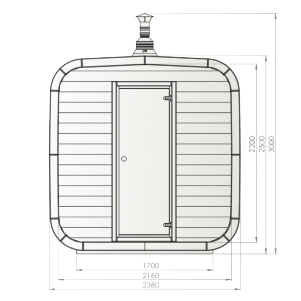 Dřevěná čtvercová sauna 3,0m 1