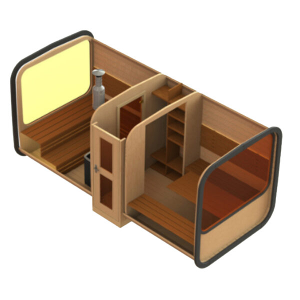 Dřevěná čtvercová sauna 5,05m 3