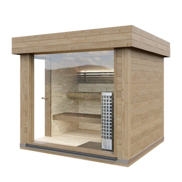Dřevěná čtvercová sauna modern kube profi