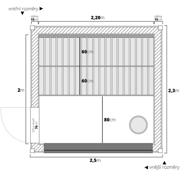 Dřevěná čtvercová sauna modern kube profi 7