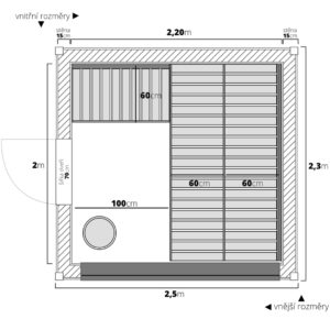 Dřevěná čtvercová sauna modern kube profi 8