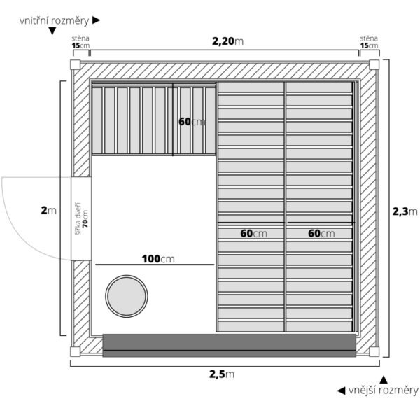 Dřevěná čtvercová sauna modern kube profi 8