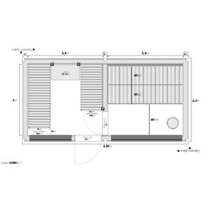 Dřevěná sauna modern kube profi s odpočívárnou 9