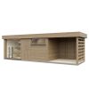 Dřevěná sauna modern kube profi s odpočívárnou a terasou