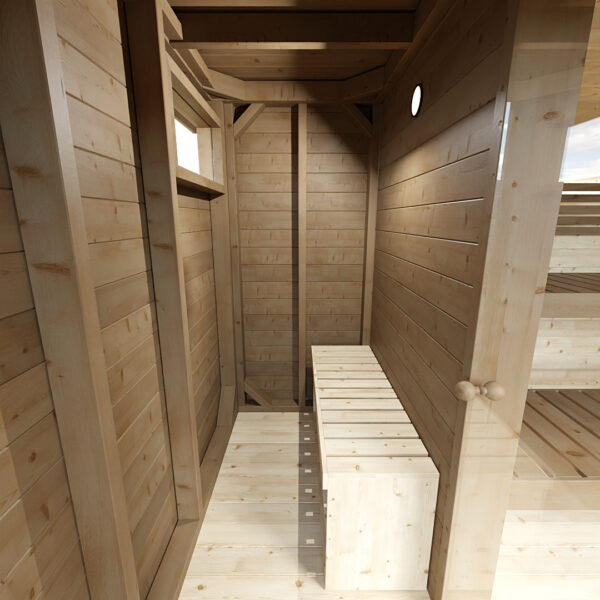 Dřevěná sauna modern kube profi s předsíní 4