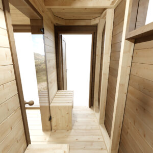 Dřevěná sauna modern kube profi s předsíní 5