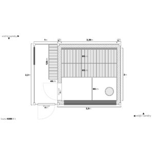 Dřevěná sauna modern kube profi s předsíní 8