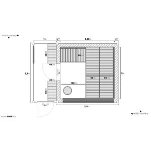 Dřevěná sauna modern kube profi s předsíní 9
