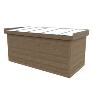 Dřevěná sauna modern kube profi s terasou:prostorem pro vířivku 1