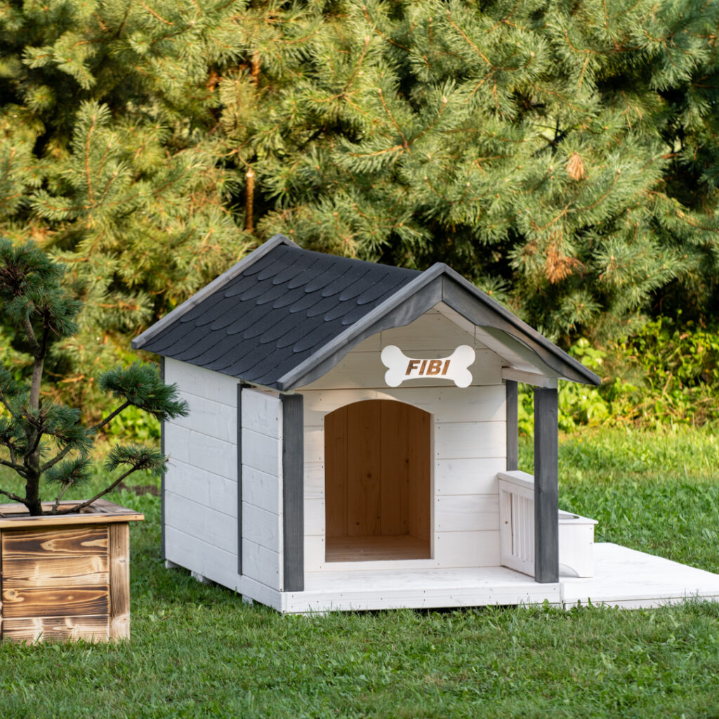 Dřevěná zateplená bouda pro psy profi s terasou 4