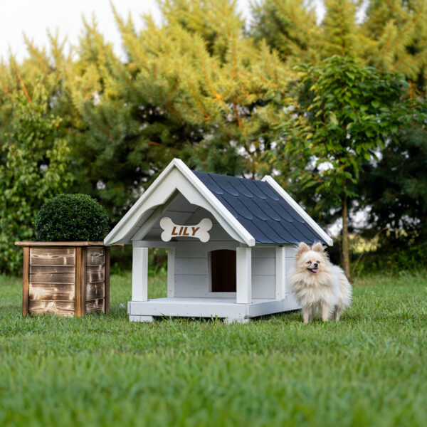 Dřevěná zateplená bouda pro psy profi s terasou 6