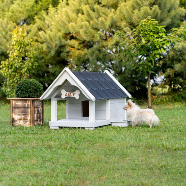 Dřevěná zateplená bouda pro psy profi s terasou 7
