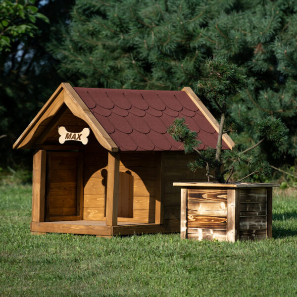 Dřevěná zateplená bouda pro psy profi s terasou 8