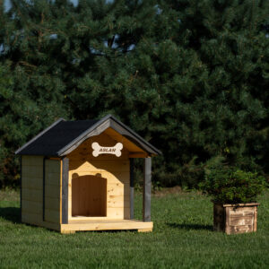 Dřevěná zateplená bouda pro psy profi s terasou 9