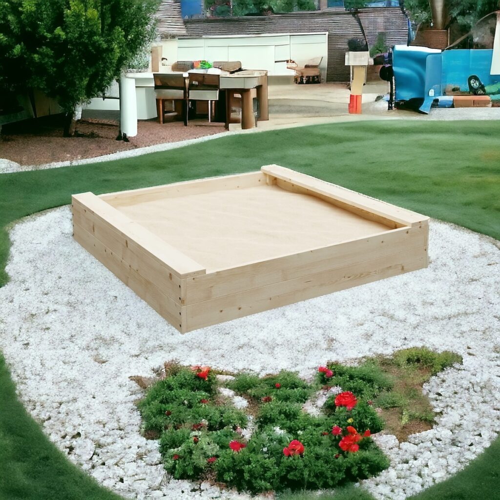 Dřevěné pískoviště s lavičkami 5