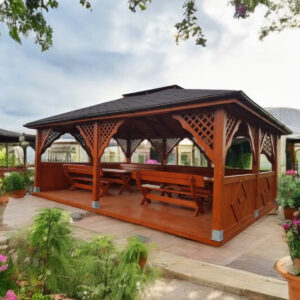 Dřevěný altán čtyřstranný terasa 6 1