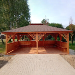 Dřevěný altán čtyřstranný terasa 6 2