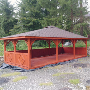 Dřevěný altán čtyřstranný terasa 6 4