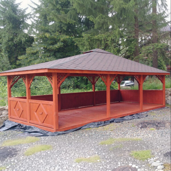 Dřevěný altán čtyřstranný terasa 6 4