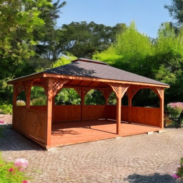 Dřevěný altán čtyřstranný terasa 6