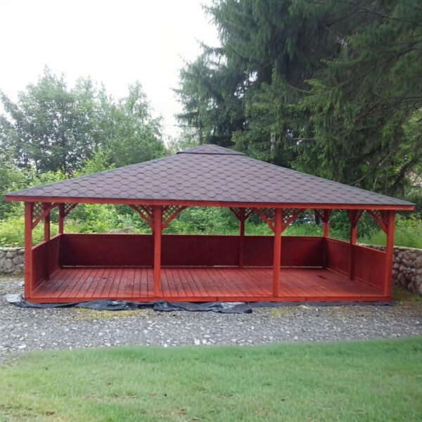 Dřevěný altán čtyřstranný terasa 6 7