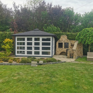 Dřevěný altán čtyřstranný výhled zimní zahrada 14 16