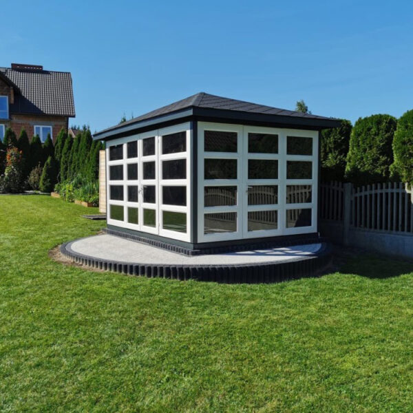 Dřevěný altán čtyřstranný výhled zimní zahrada 14 18