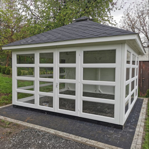 Dřevěný altán čtyřstranný výhled zimní zahrada 14 20