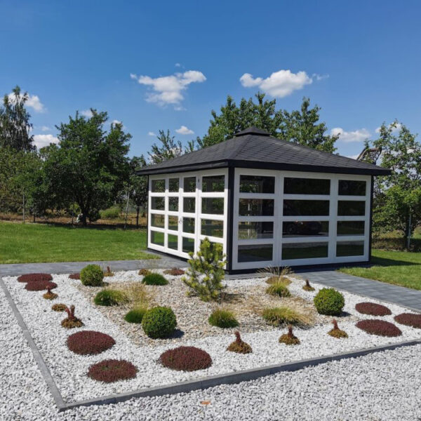 Dřevěný altán čtyřstranný výhled zimní zahrada 14 22