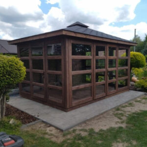 Dřevěný altán čtyřstranný výhled zimní zahrada 14 23