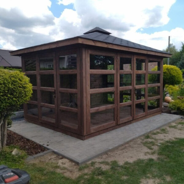 Dřevěný altán čtyřstranný výhled zimní zahrada 14 23