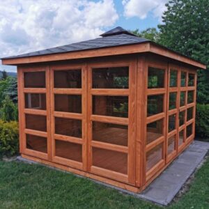 Dřevěný altán čtyřstranný výhled zimní zahrada 14