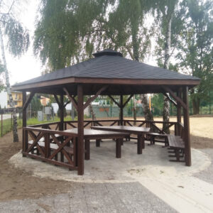 Dřevěný altán šestistranný c5a Ø6m 5