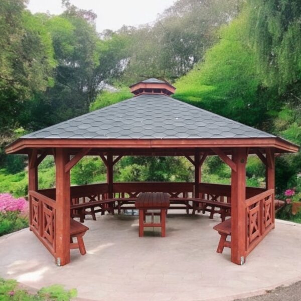 Dřevěný altán šestistranný c5a Ø6m