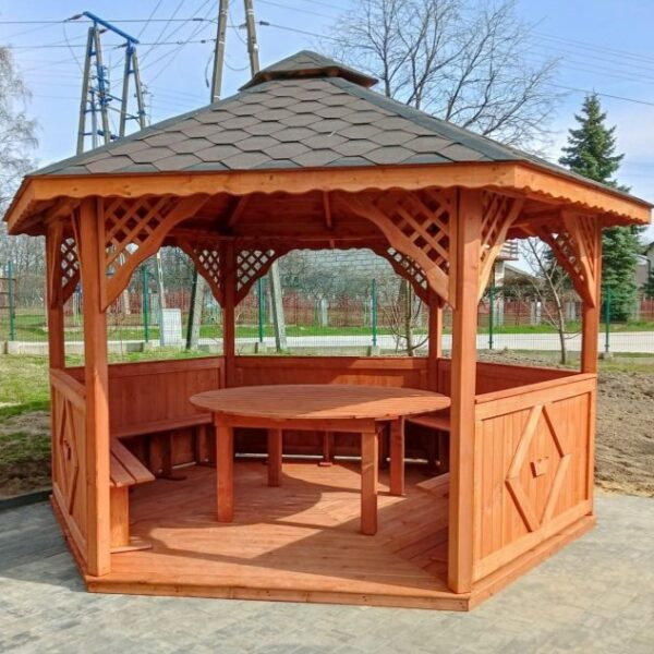 Dřevěný altán šestistranný d3 9