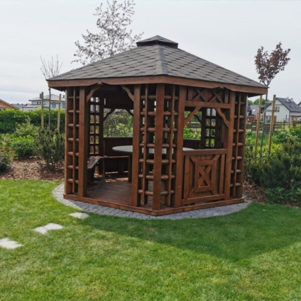 Dřevěný altán šestistranný tradicional 10