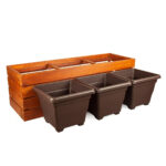 Dřevěný květináč trojka geo pots 2