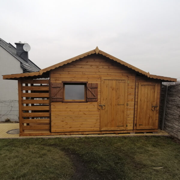 Dřevěný zahradní domek klasik s terasou 4