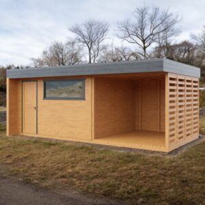 Dřevěný zahradní domek modern s terasou