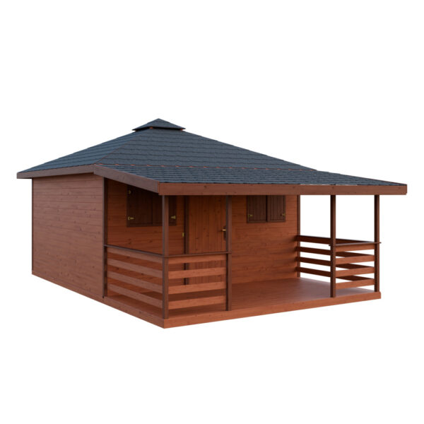 Dřevěný zahradní domek pohoda 2 s terasou 1