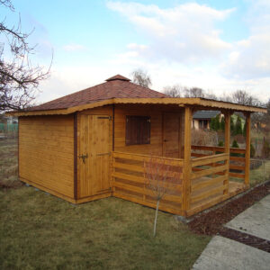 Dřevěný zahradní domek pohoda s terasou 3