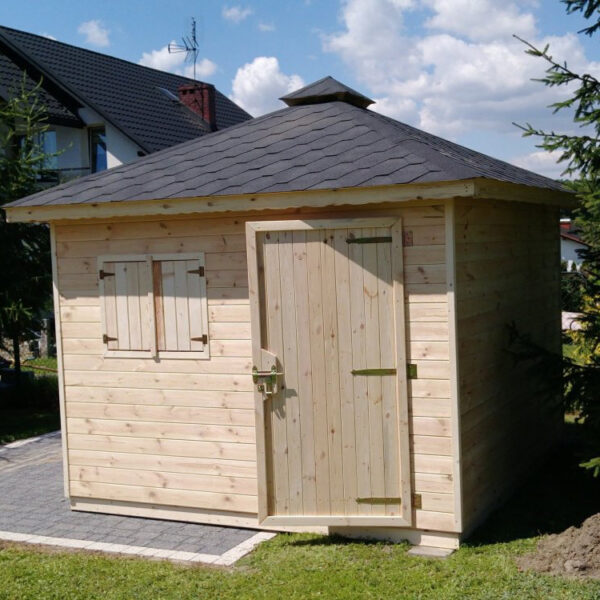 Dřevěný zahradní domek pohoda s terasou 9