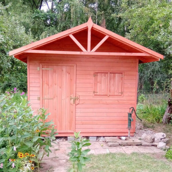 Dřevěný zahradní domek statek s terasou 13