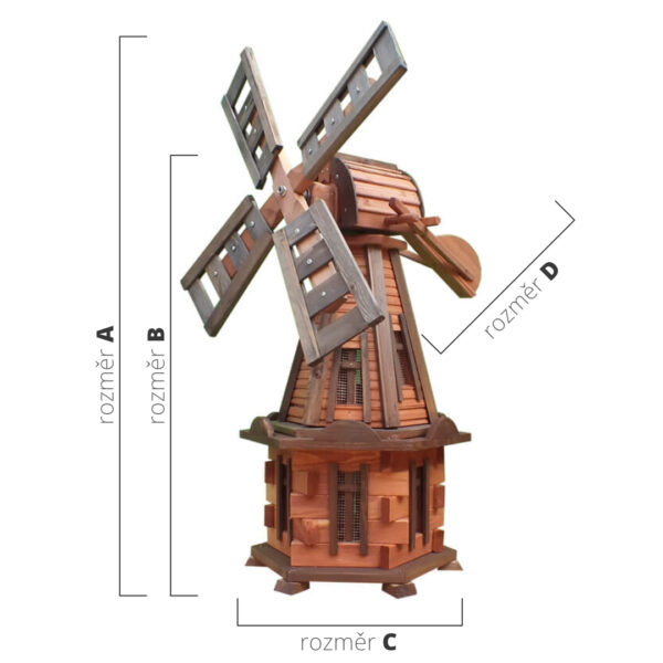 Dřevěný zahradní větrný mlýn 2
