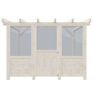 Plná stěna + kalené sklo - 30+30% + dvířka