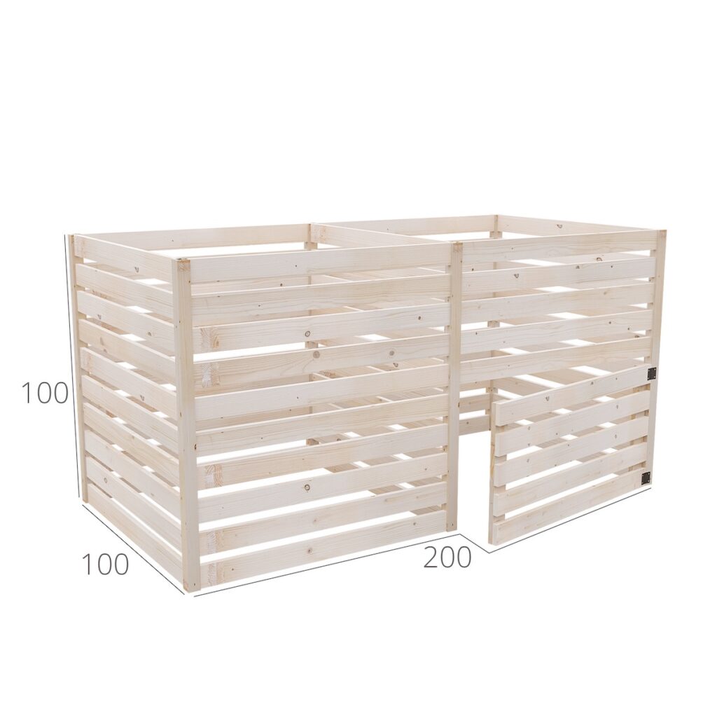 Dvoukomorový dřevěný kompostér koncept 200x100 cm 1