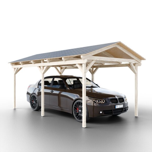 Garážové stání koncept se sedlovou střechou pro jedno auto