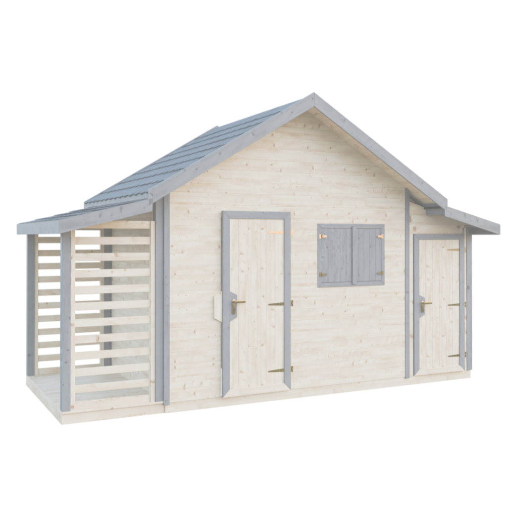 Domek s dřevníkem i skladem