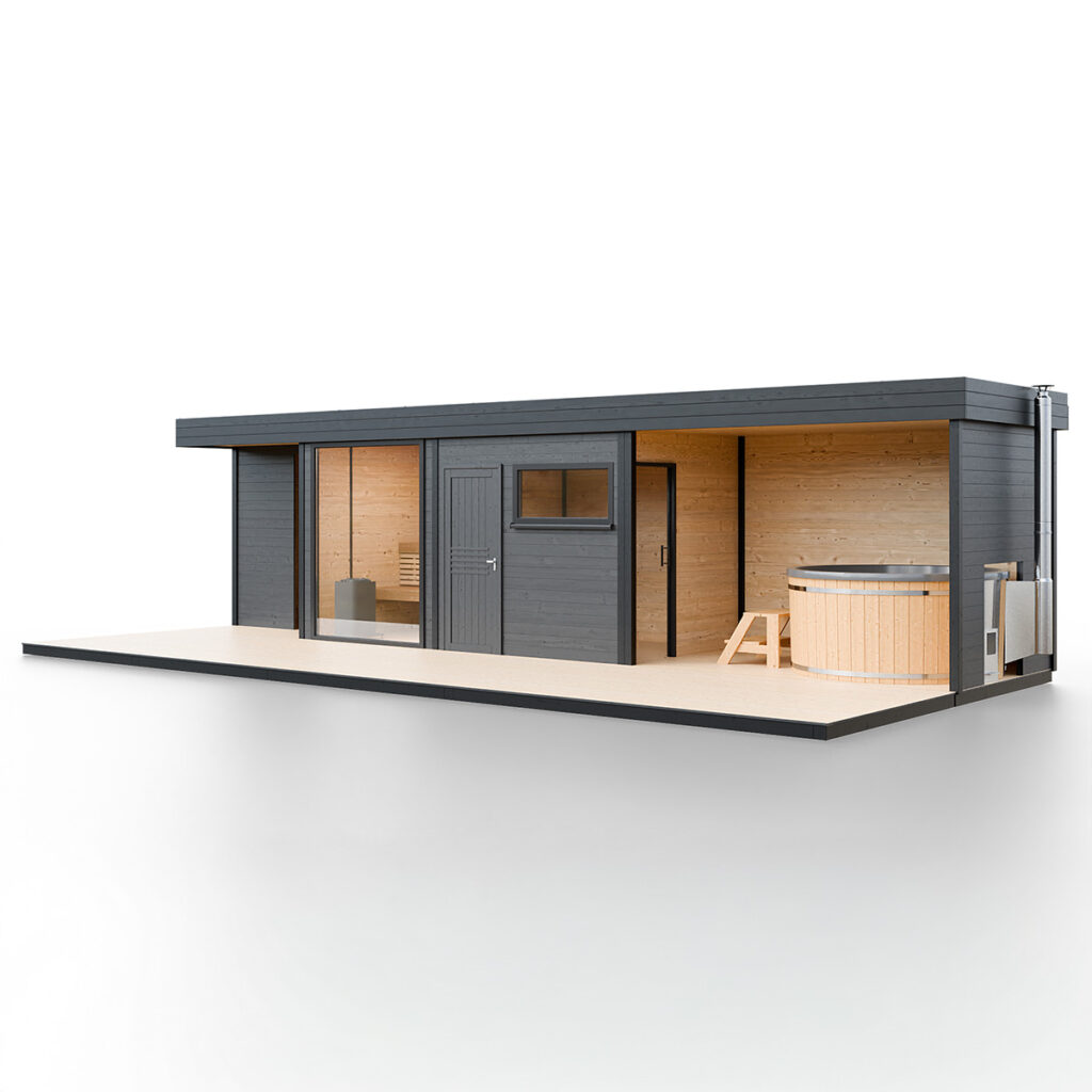 Modulární dřevěná sauna modern kube profi na míru 1